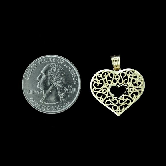 10K Real Gold Rope Chain and Diamond Cut Heart Pendant Set - Picture 4 of 9